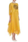 Taika By Poonam Bhagat Yellow Chanderi Embroidered Thread Work Boat Asymmetric Layered Tunic Online at Aza Fashions Taika By Poonam Bhagat_Yellow Chanderi Embroidered Thread Work Boat Asymmetric Layered Tunic _Online_at_Aza_Fashions
