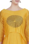 Taika By Poonam Bhagat Yellow Chanderi Embroidered Thread Work Boat Asymmetric Layered Tunic at Aza Fashions Taika By Poonam Bhagat_Yellow Chanderi Embroidered Thread Work Boat Asymmetric Layered Tunic _at_Aza_Fashions