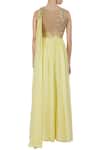 Shop_Pooja Peshoria_Yellow Gorgette Embroidered Cut Dana Work Blouse With Draped Dupatta And Lehenga _at_Aza_Fashions