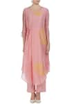 Shop_Rajat & Shraddha_Pink Round Chanderi Kurta Set  _Online_at_Aza_Fashions