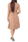 Shop_Sayantan Sarkar_Brown Linen Midi Dress_at_Aza_Fashions