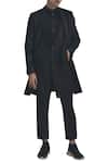 Buy_Antar Agni_Black Long Jacket With Side Slit _at_Aza_Fashions