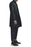 Antar Agni_Black Long Jacket With Side Slit _Online_at_Aza_Fashions