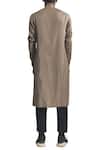 Shop_Antar Agni_Grey Cotton Viscose Wrap Style Kurta With Front Slit _at_Aza_Fashions