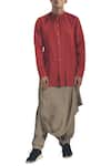 Buy_Antar Agni_Red Linen Shirt With Button Placket_at_Aza_Fashions