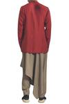 Shop_Antar Agni_Red Linen Shirt With Button Placket_at_Aza_Fashions