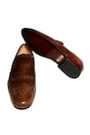Artimen_Brown Plain Handcrafted Pure Leather Brogue Loafers _Online_at_Aza_Fashions
