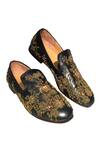 Buy_Artimen_Black Pure Leather Leather Embroidered Loafers_at_Aza_Fashions