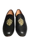 Shop_Artimen_Black Embroidered Leather Loafers _at_Aza_Fashions
