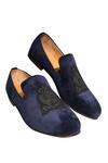Shop_Artimen_Blue Embroidered Velvet Loafers _at_Aza_Fashions