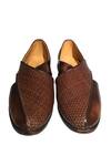 Shop_Artimen_Brown Woven Peshawari Handcrafted Shoes  _at_Aza_Fashions