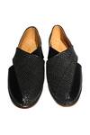 Shop_Artimen_Black Woven Peshawari Handcrafted Shoes _at_Aza_Fashions