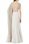 Shop_Ridhima Bhasin_Off White Mermaid Fit Lehenga Saree With V-neck Blouse_at_Aza_Fashions