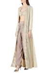 Buy_Ridhima Bhasin_Beige Pearl And Zari Embroidered Jacket With Bustier And Pants_at_Aza_Fashions