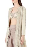 Ridhima Bhasin_Beige Pearl And Zari Embroidered Jacket With Bustier And Pants_Online_at_Aza_Fashions