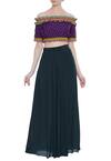 Buy_Siddhartha Bansal_Green Flared Pants With Pleat Detail_at_Aza_Fashions