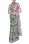 Siddhartha Bansal_Green Crepe Silk Floral Printed Saree_Online_at_Aza_Fashions