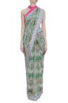 Buy_Siddhartha Bansal_Green Crepe Silk Floral Printed Saree_Online_at_Aza_Fashions