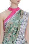 Shop_Siddhartha Bansal_Green Crepe Silk Floral Printed Saree_Online_at_Aza_Fashions