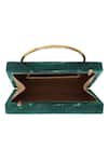 NR By Nidhi Rathi_Green Leaf Carved Rectangular Resin Clutch Bag_at_Aza_Fashions