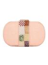 NR By Nidhi Rathi_Peach Embroidered Silk Oval Clutch Bag_Online_at_Aza_Fashions