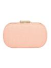 NR By Nidhi Rathi_Peach Embroidered Silk Oval Clutch Bag_at_Aza_Fashions