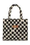 NR By Nidhi Rathi_Black Woven Geometric Pattern Textured Abstract Tote Bag_Online_at_Aza_Fashions