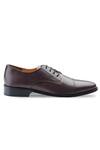 Rapawalk_Maroon Handcrafted Toe Cap Derby Shoes  _at_Aza_Fashions