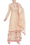Buy_Abhi Singh_Peach Round Chanderi Kurta Palazzo Set  _at_Aza_Fashions