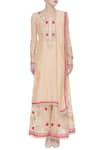 Abhi Singh_Peach Round Chanderi Kurta Palazzo Set  _Online_at_Aza_Fashions