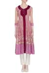 Abhi Singh_Pink Round Flared Embroidered Kurta  _Online_at_Aza_Fashions