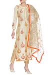 Buy_Abhi Singh_Beige Round Chanderi Silk Kurta With Dupatta  _at_Aza_Fashions