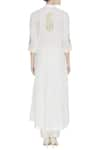 Shop_Nazar by Indu_White Band Collar Embroidered Long Kurta _at_Aza_Fashions