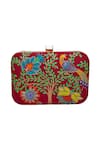 Buy_Crazy Palette_Maroon Nature And Garden Motifs Embroidered Clutch_at_Aza_Fashions