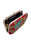 Crazy Palette_Maroon Nature And Garden Motifs Embroidered Clutch_Online_at_Aza_Fashions