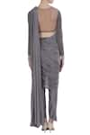 Shop_Nitika Kanodia Gupta_Grey Embroidered Blouse With Draped Pants  _at_Aza_Fashions