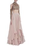 Nitika Kanodia Gupta_Pink Lehenga With Cold-shoulder Hand Embroidered Blouse For Women_Online_at_Aza_Fashions