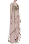 Nitika Kanodia Gupta_Pink Embroidered Blouse With Cape And Draped Skirt  _Online_at_Aza_Fashions