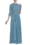 Buy_Nitika Kanodia Gupta_Blue Draped Tunic And Flared Pants  _at_Aza_Fashions