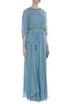 Nitika Kanodia Gupta_Blue Draped Tunic And Flared Pants  _Online_at_Aza_Fashions