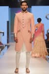 Buy_Nivedita Saboo_Pink Jacket Tussar Silk Embellished Asymmetric Churidar Set _at_Aza_Fashions