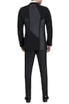 Shop_Nivedita Saboo_Black Suiting Fabric Leather Notch Wth Quilted Jacket Trouser Set  _at_Aza_Fashions