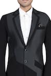 Buy_Nivedita Saboo_Black Suiting Fabric Leather Notch Wth Quilted Jacket Trouser Set  _Online_at_Aza_Fashions