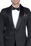 Buy_Nivedita Saboo_Black Self Textured Button Jacket With Shirt ,trousers And Bow Tie_Online_at_Aza_Fashions