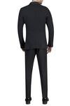 Shop_Nivedita Saboo_Black Suiting Fabric Self Textured Button Jacket Trouser Set  _at_Aza_Fashions