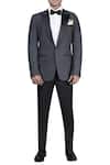 Buy_Nivedita Saboo_Black Suiting Fabric Digital Print Thread Jacket Tuxedo Set  _at_Aza_Fashions