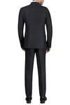 Shop_Nivedita Saboo_Black Suiting Fabric Textured Double Breasted Tuxedeo Set  _at_Aza_Fashions