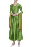 Buy_Pinki Sinha_Green Banarasi Silk  Hand Woven Kurta Set_at_Aza_Fashions