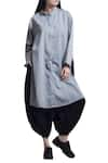 Buy_Bohame_Grey Cotton Embroidered Sequins Round Loose Fit Asymmetric Tunic _at_Aza_Fashions