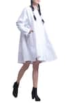 Bohame_White Round Button Front Shirt Dress _Online_at_Aza_Fashions